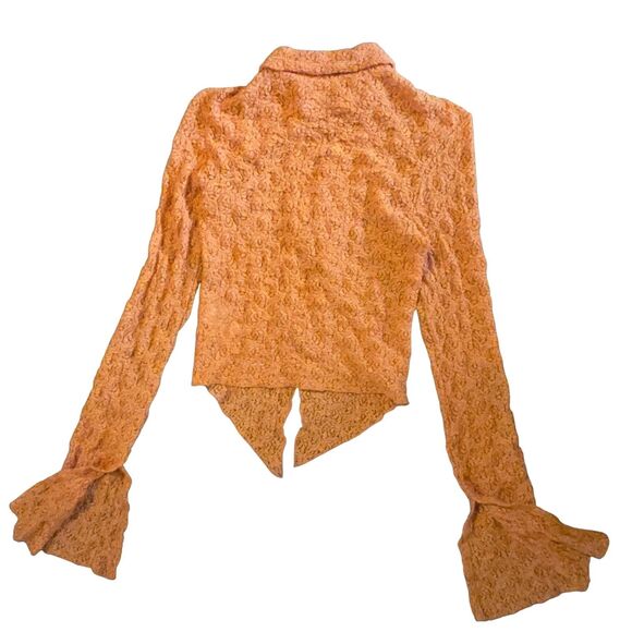 BDG Urban Outfitters Lace Crop Top Small Orange Fairy Grunge Stretchy - Picture 2 of 6